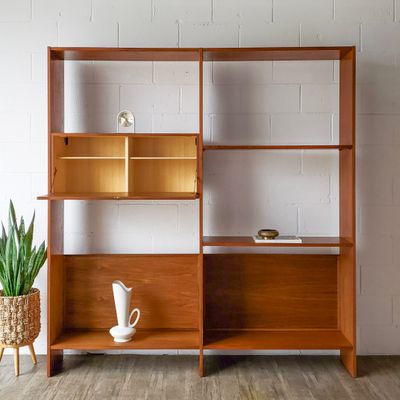 Vintage Danish Modern Teak Freestanding Wall Unit by Hansen &amp; Guldborg