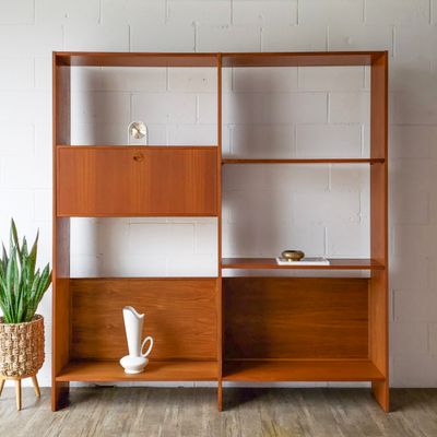 Vintage Danish Modern Teak Freestanding Wall Unit by Hansen &amp; Guldborg