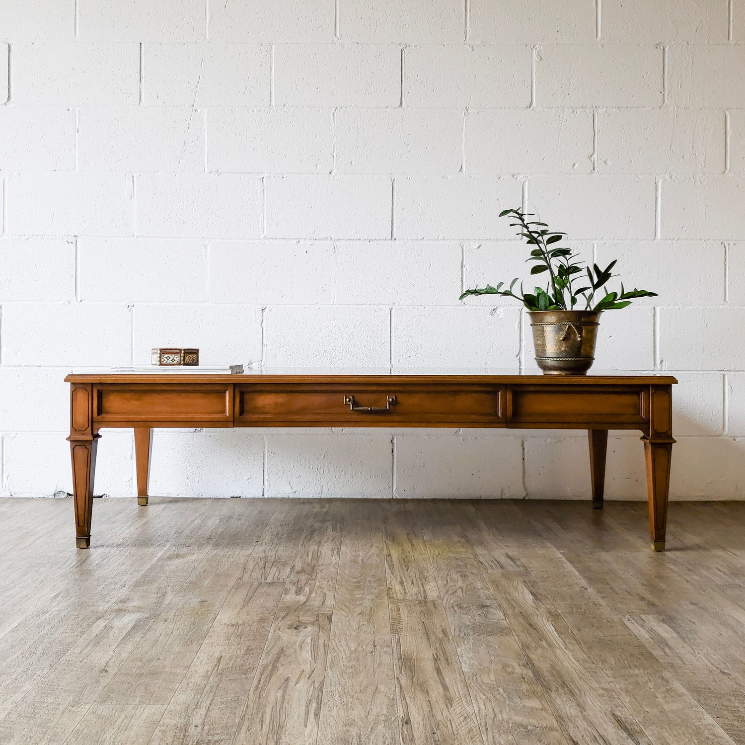 Vintage Mid-Century Neoclassical Style Walnut Coffee Table by Heritage
