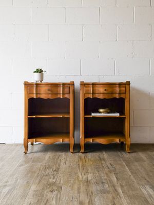 Set of (2) Vintage French Provincial Style Solid Wood Nightstands by John Widdicomb