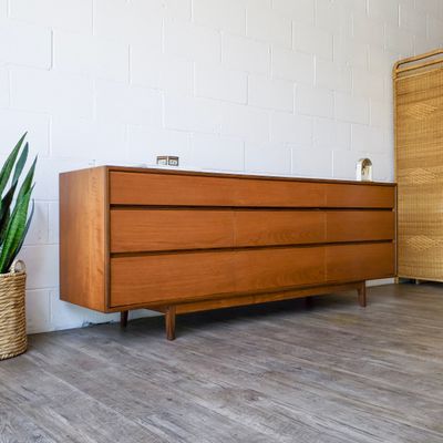 Vintage Mid-Century Modern Teak &amp; Rosewood 9-Drawer Dresser | Console | Credenza