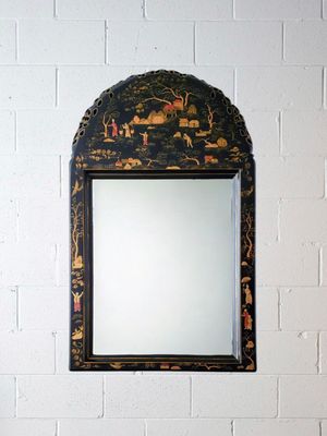 Vintage Chinoiserie Style Wall Hanging Beveled Mirror