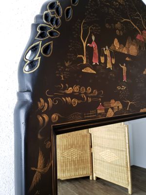 Vintage Chinoiserie Style Wall Hanging Beveled Mirror