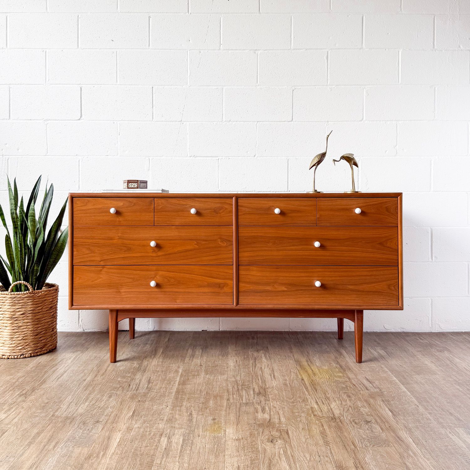 Vintage Mid-Century Modern Drexel Declaration Walnut 8-Drawer Lowboy | Refinished