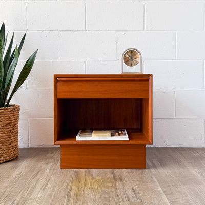 Vintage Westnofa Furniture Teak Two-Tier Nightstand w/ Drawer | Made in Norway