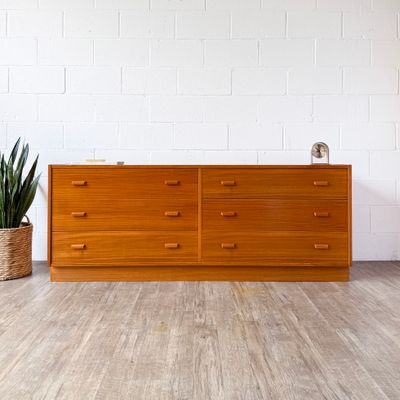Vintage Danish Modern Teak 6-Drawer Lowboy Dresser by Art Furn | Made in Denmark