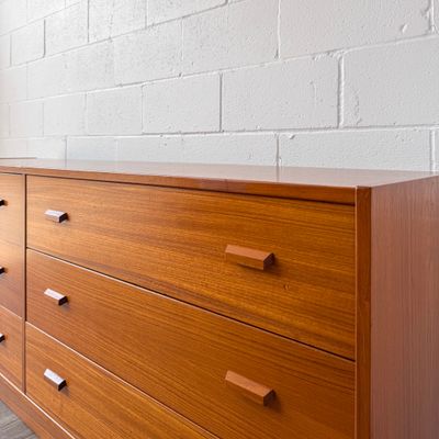 Vintage Danish Modern Teak 6-Drawer Lowboy Dresser by Art Furn | Made in Denmark