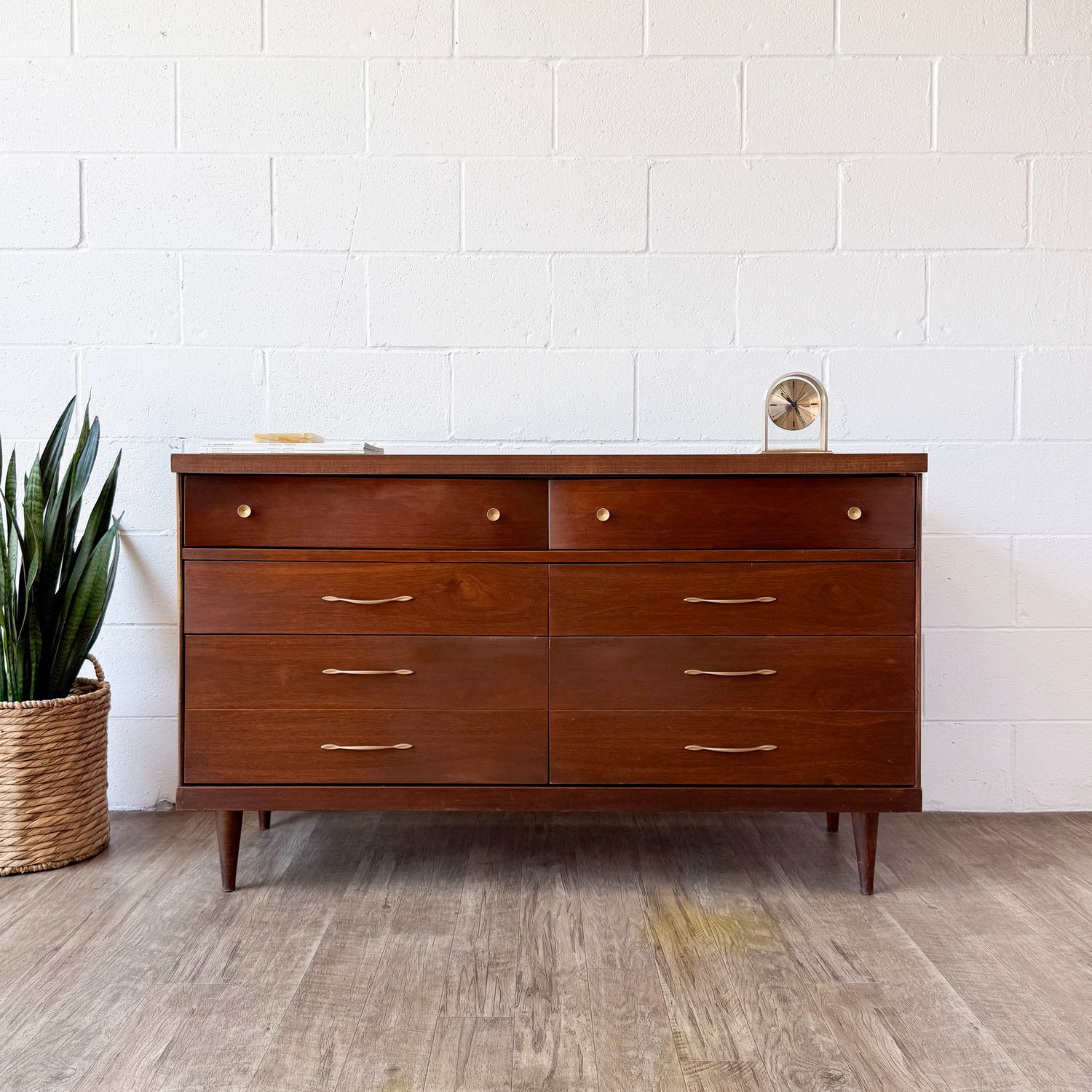 Vintage Mid-Century Modern Bassett 6-Drawer Lowboy Dresser | Consignment
