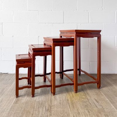 Vintage Set of (4) Chinoiserie Style Nesting Tables by George Zee &amp; Co. | Consignment