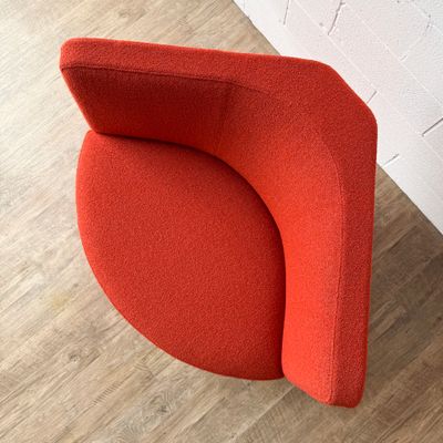 Retro Bright Red Orange Keilhauer Cahoots Meet Lounge Chair on Swivel Base