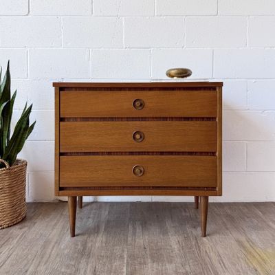Vintage Mid-Century Modern Style House Exclusive Walnut 3-Drawer Dresser by Bassett