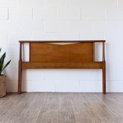 Vintage Mid-Century Modern Style House Exclusive Walnut Full Headboard by Bassett