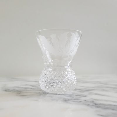 Vintage Signed Edinburgh Crystal Thistle (Cut) 2 1/2" Glass