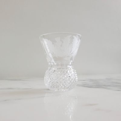 Vintage Signed Edinburgh Crystal Thistle (Cut) 2 1/2" Glass