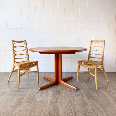 Vintage Danish Modern Round Solid Teak Dining Table by Scovby | Made in Denmark