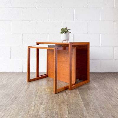 Restored Set of (2) Vintage Danish Modern Nesting Tables by NH Collection | Made in Denmark | Consignment