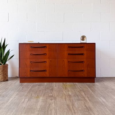Vintage G-Plan Fresco Teak 8-Drawer Lowboy Dresser by Victor B. Wilkins