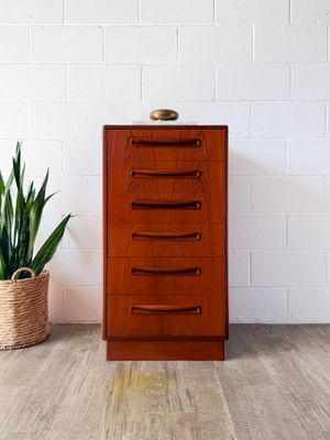Vintage G-Plan Fresco Teak 6-Drawer Tallboy Dresser by Victor B. Wilkins