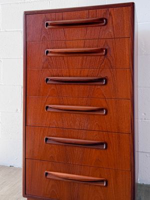Vintage G-Plan Fresco Teak 6-Drawer Tallboy Dresser by Victor B. Wilkins