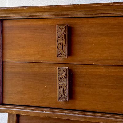 Vintage Mid-Century Modern Bassett Aztec 2-Drawer Nightstand | Refinishing Available