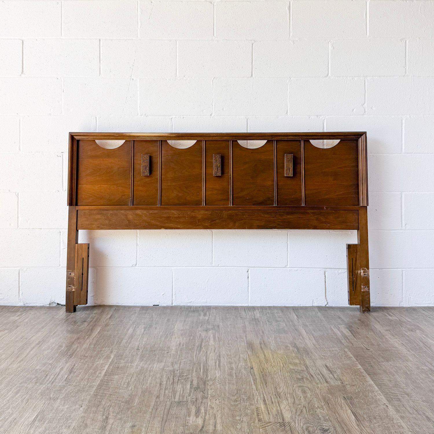 Vintage Mid-Century Modern Bassett Aztec Queen Headboard | Refinishing Available