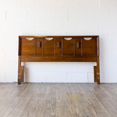 Vintage Mid-Century Modern Bassett Aztec Queen Headboard | Refinishing Available
