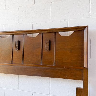 Vintage Mid-Century Modern Bassett Aztec Queen Headboard | Refinishing Available