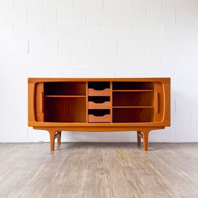 Vintage Danish Modern Teak Tambour Door Credenza by Johannes Andersen for CFC Silkeborg