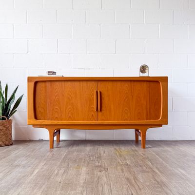 Vintage Danish Modern Teak Tambour Door Credenza by Johannes Andersen for CFC Silkeborg