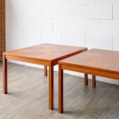 Vintage Teak Parquet Top Oversized End Table / Coffee Table by Heggen Møbelfabrikk | Made in Norway | Each Sold Separately
