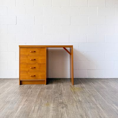 Vintage Danish Modern Teak Extending 4-Drawer Desk by Ervi-Møbler