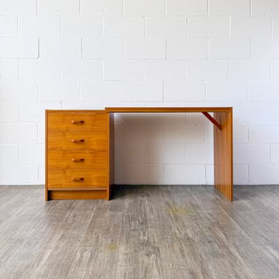 Vintage Danish Modern Teak Extending 4-Drawer Desk by Ervi-Møbler