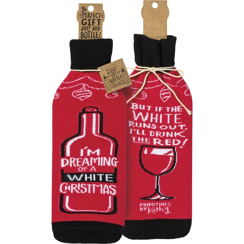 White Christmas I'll Drink Red Bottle Sock