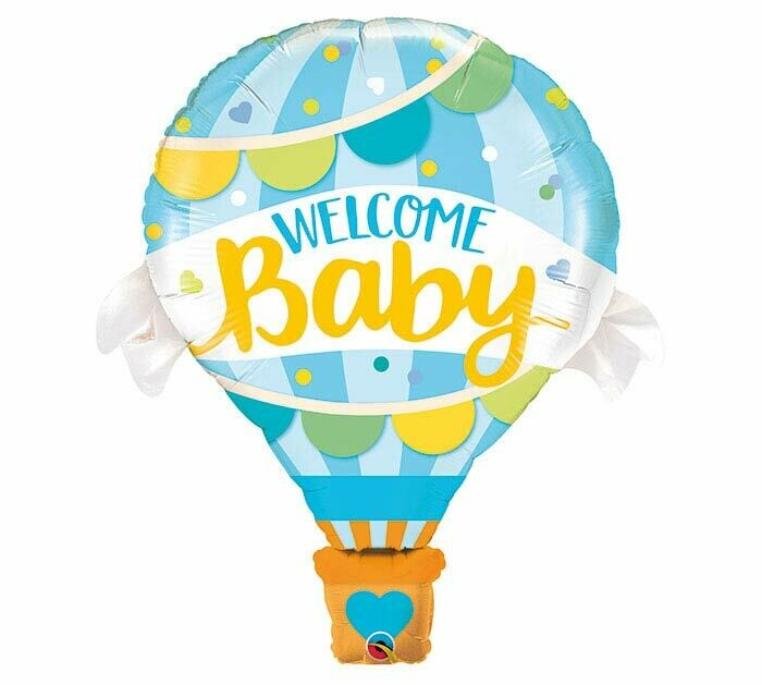 Welcome Baby Blue Hot Air Balloon Jumbo 42"