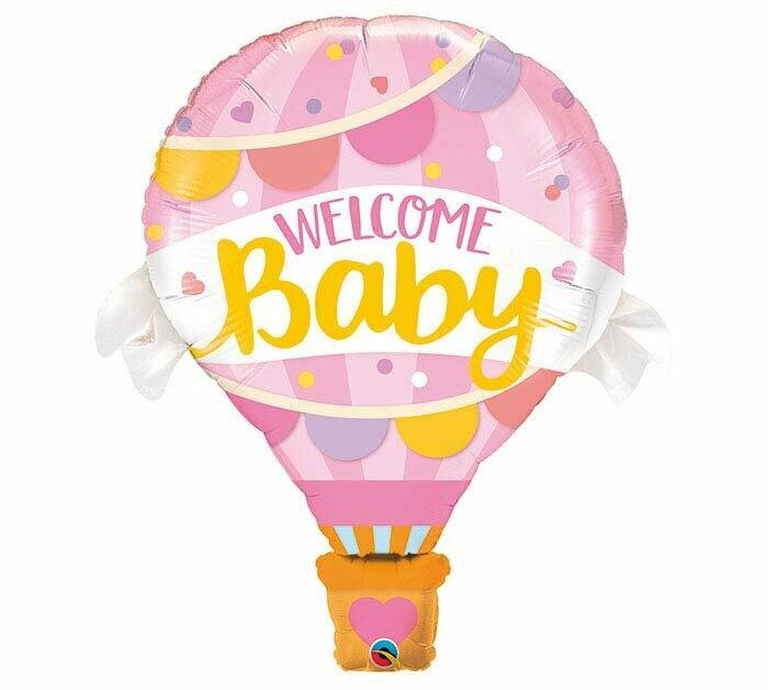 Welcome Baby Pink Hot Air Balloon Jumbo 42"