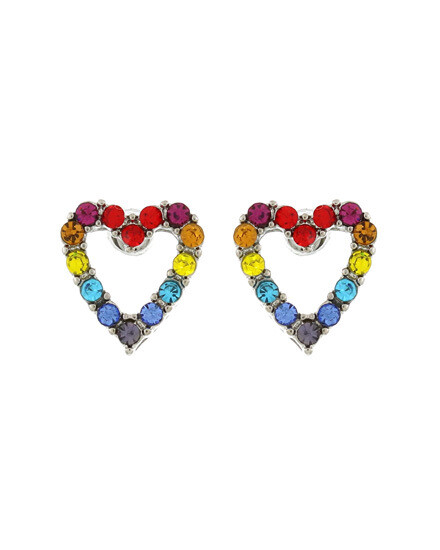Multicolor Crystal Heart Earrings
