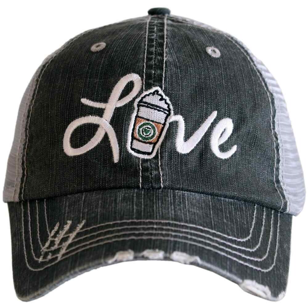 Love Coffee Distressed Trucker Cap