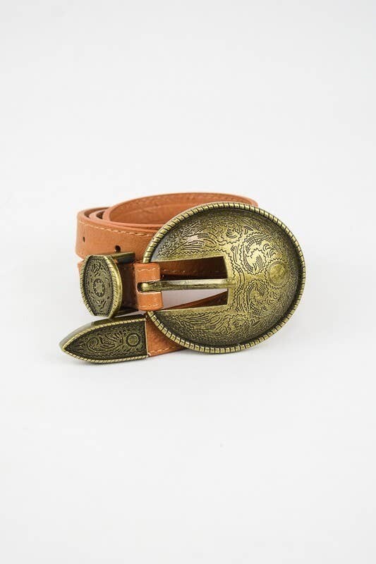 Oval Embossed Vintage Style Belt