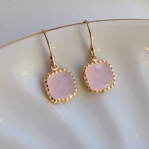 Laalee Dainty Pink Opal Gold Plated Earrings