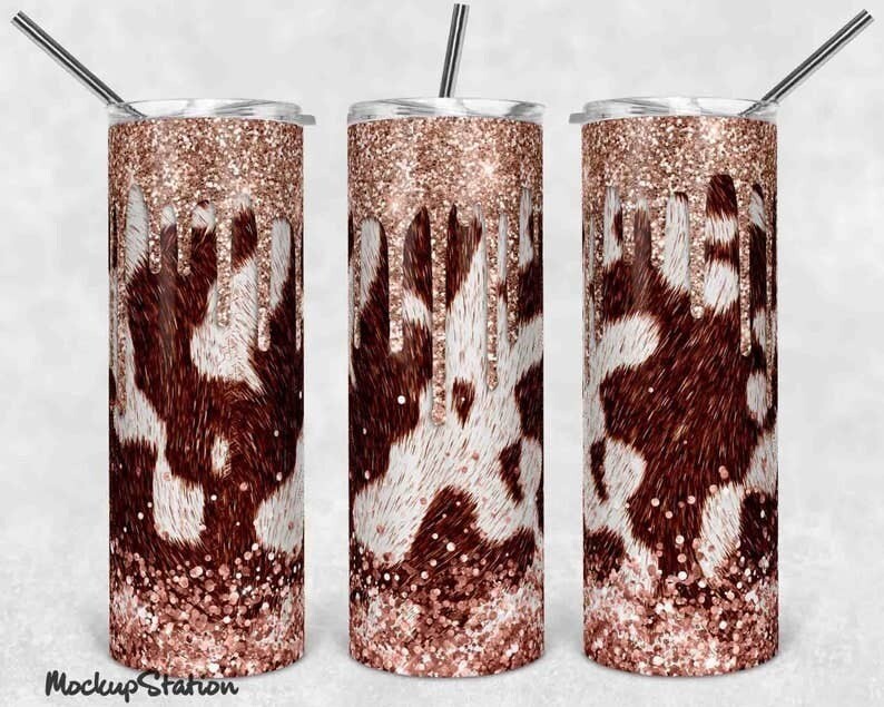Rose Gold Cow Print Stainless Tumbler 20 oz