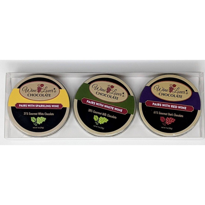 Wine Lover's Chocolate Classic Mix - 3 Tin Pairing Collection