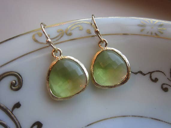 Laalee Peridot Green Gold Plated Earrings