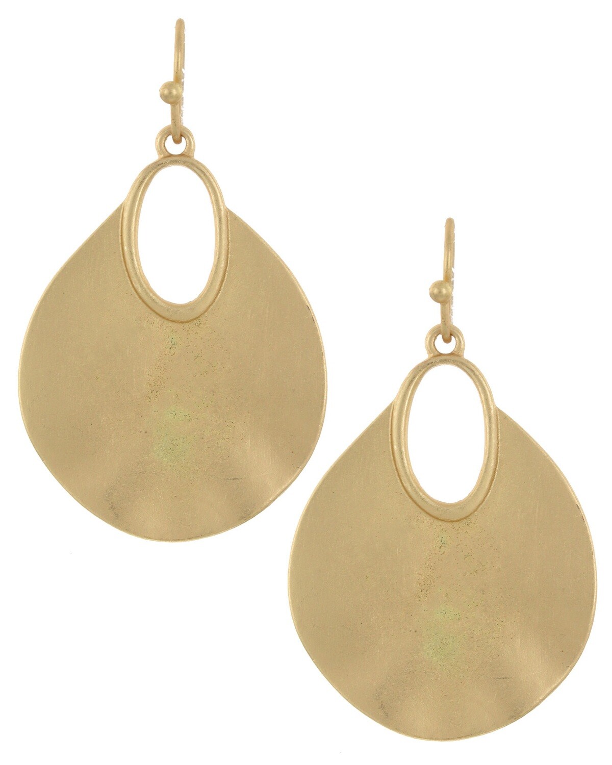 Gold Disc Oval Earrings