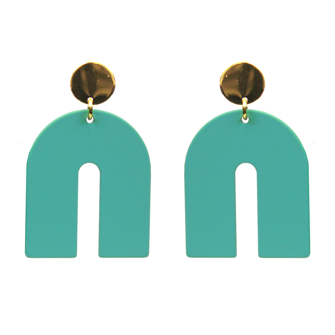 Turquoise Painted Arch Earrings