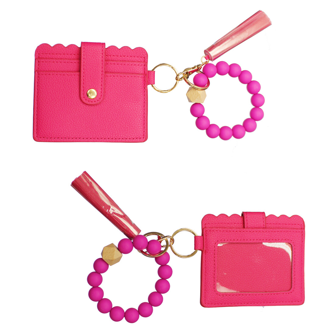 Hot Pink Wristlet with Ball Bangle Keychain