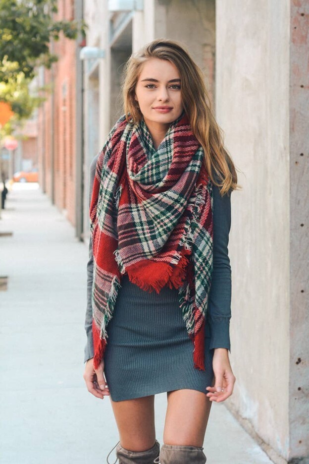 Red & Green Blanket Scarf