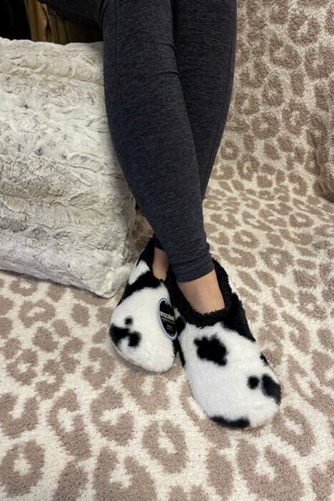Holy Cow Slippers Black & White