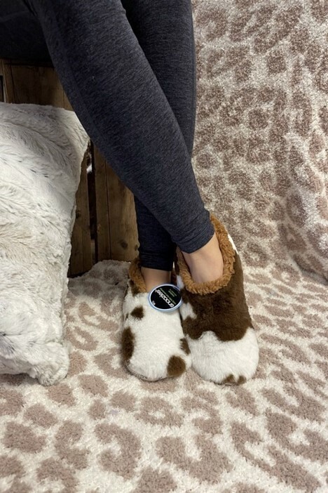 Holy Cow Slippers Brown & White