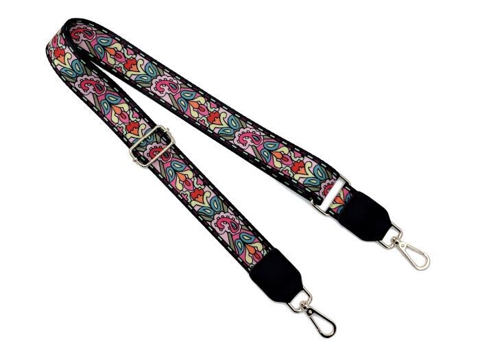 Multi Color Pink Floral Stripe Bag Strap