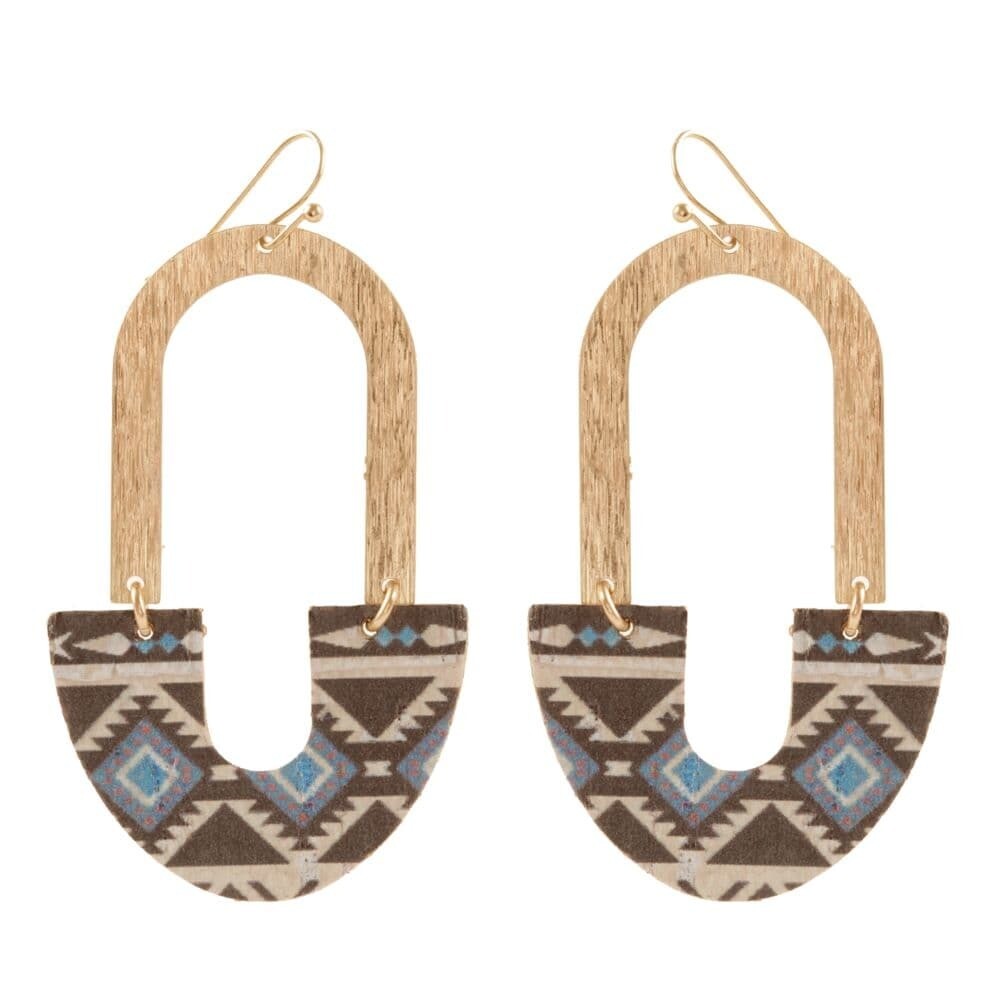 Blue Aztec Pattern Arch Earrings